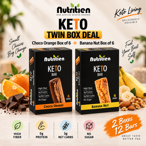Nutritien Keto Twin Box Deal with Choco Orange and Banana Nut boxes of six